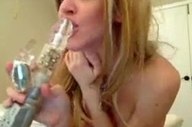 Hot Blonde Fingering And Dildo Action