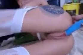Tattoos girl love anal masturbates with toy
