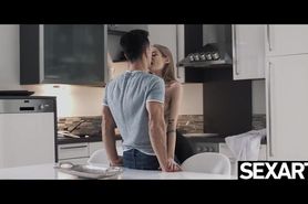 Fucking her to a hot creampie orgasm on the kitchen counter