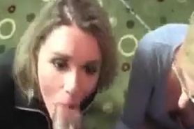 two really sexy, slutty & horny women are anxious to screw & suck lucky stranger's massive hard BBC on camera &