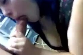 Emo Slut With Blue Hair Sucks Dick
