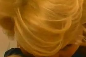 Hot! Short Hair Blond Sloppy Edging Blowjob with Oral Creampie
