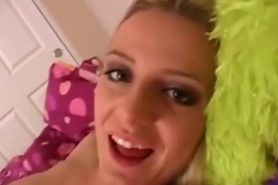 Slutty blonde skank talking dirty and teasing for the camera