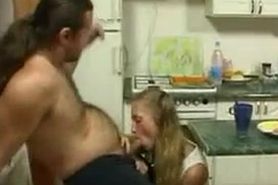 BritishTeen Daughter seduce father in Kitchen for sex