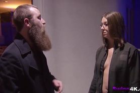 Bearded stud and his gf comes for an orgy