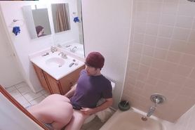 Masturbating Stepmother In The Bathroom Invites Stepson In For Sex