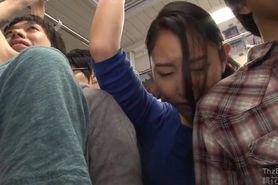 Japanese girl with a short skirt ejaculated in her underwear in a crowded bus - Hoshikawa Maki
