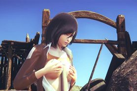 On Titans Hentai - Mikasa boobjob and gets fucked while playing with her boobs - Manga Anime Japanese Asian Game Porn