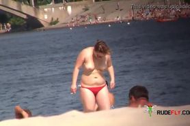 Topless women on a nude beach.