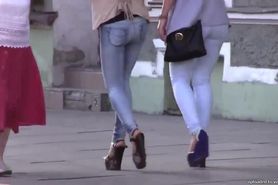 Girls walking down the Street - legs, ass and heels