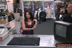 Latin chick sells her TV and fucked rough to earn more money