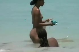Two hot beach babes crotch shot big boobs voyeur video