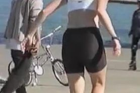 Girl has ridden the bicycle and showed the candid shorts ass 06zb