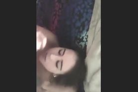 pretty faced girl helps her boyfriend cum with creamy cumshots