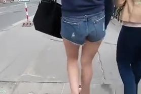Girl in blue shorts