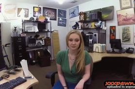 Amateur blonde chick goes to a pawnshop and gets fucked rough