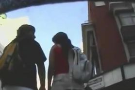 A kinky couple underskirt candid voyeur street video