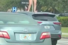 Naked Girl on Car