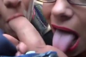 Two girls sucking a cock on a public bus