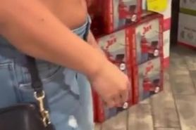 tits out wine shopping