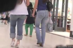 Candid butt video shows two delicious bums at the department store.