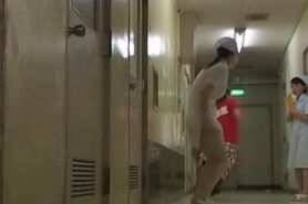 Man runs by hot nurse and pulls her skirt up
