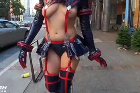 Cosplayer Walking Down the Street for Fun