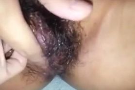 Asian with a Hairy Pussy Playing with it
