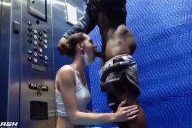 Girl Sucks Her Black Bull in the Elevator