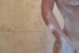 Perverted son fucks his step moms big dirty ass in the shower