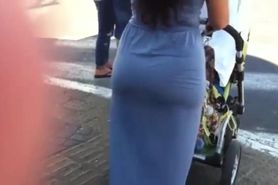 BIG SEXY ASS WALKING AND SHAKING IN A BLUE DRESS