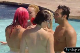 Horny swingers wild party and had oral sex by the pool