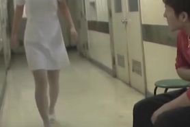 Kinky dude does panty sharking to the hot Japanese nurse