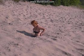 Sexy Mature lady makes an erotic sink in quicksand