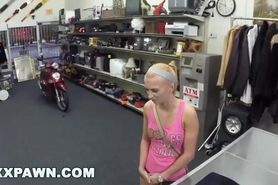 Nasty short bitch is selling her body at the pawn store
