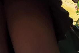 Hot booty worn in tan pantyhose up the skirt of amateur B092
