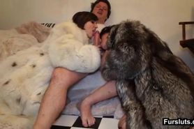 Fur coat threesome