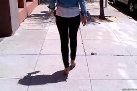 Big Ass Walking In Tight Black Jeans