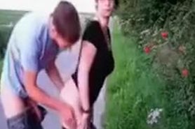 Amateur Couple Fucking on Side of a Public Road