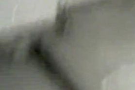 Topless girl in jeans with wet head on window voyeur video