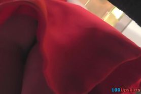 Unforgettable upskirt video of slim gal with petite ass