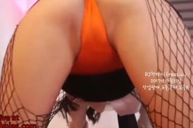 Korean camgirl in fishnet stockings