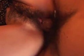 Hot asian babe loves her tight hairy pussy being fucked buy horny hard dick