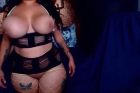 Raven BBW with huge pierced boobs and epic ass