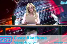 SNN News Anchor MILF Casca Akashova Masturbates on air