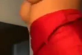 Strip from red dress