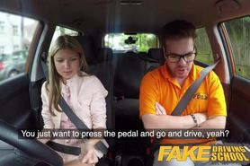 Fake Driving School Hot and lonely blonde Russian fucked to orgasm in car