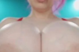 Massive fake boobs shake