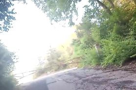 Waiting to get fucked on an abandoned road