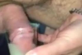 dipping my cock into a shot glass full of my own cum that I froze and thawed 2